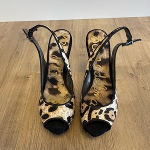 NEW Sam Edelman Snow Leopard Slingback Pump. Size 7.5.